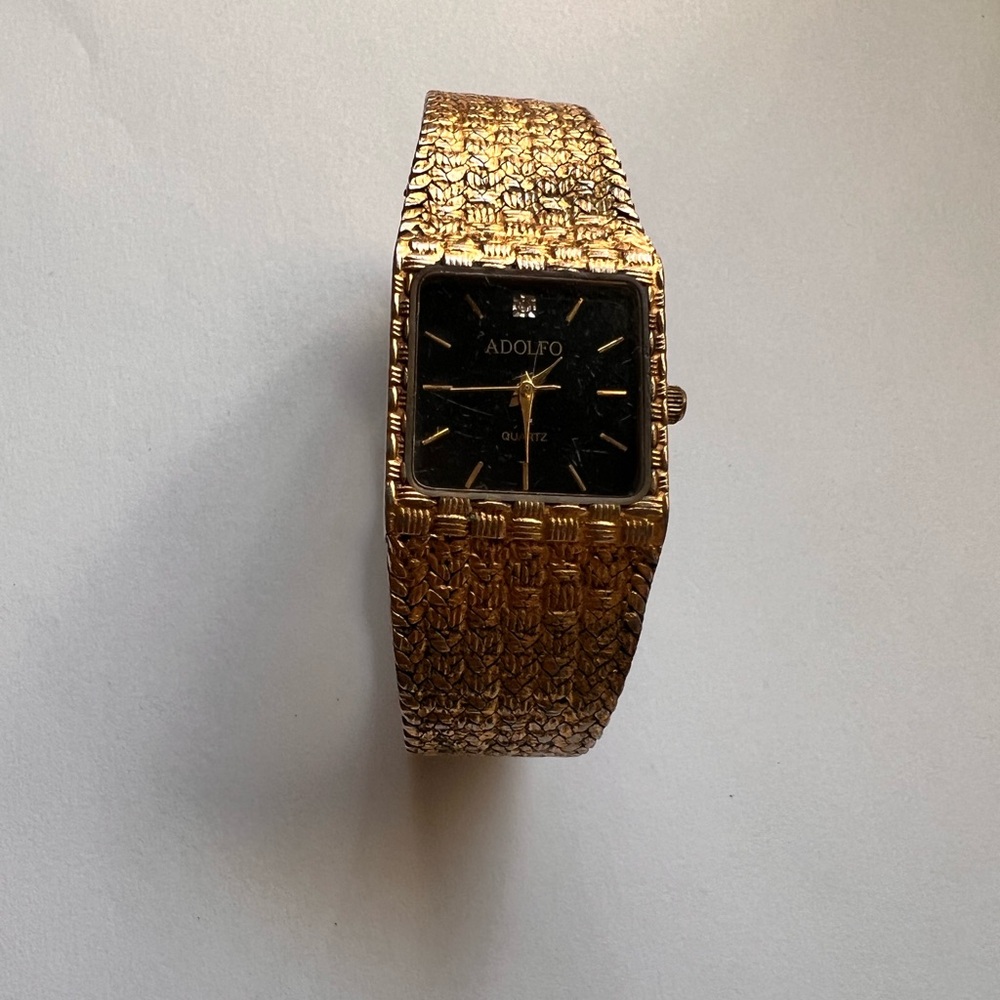 Adolfo Vintage Gold and Black Classic Watch